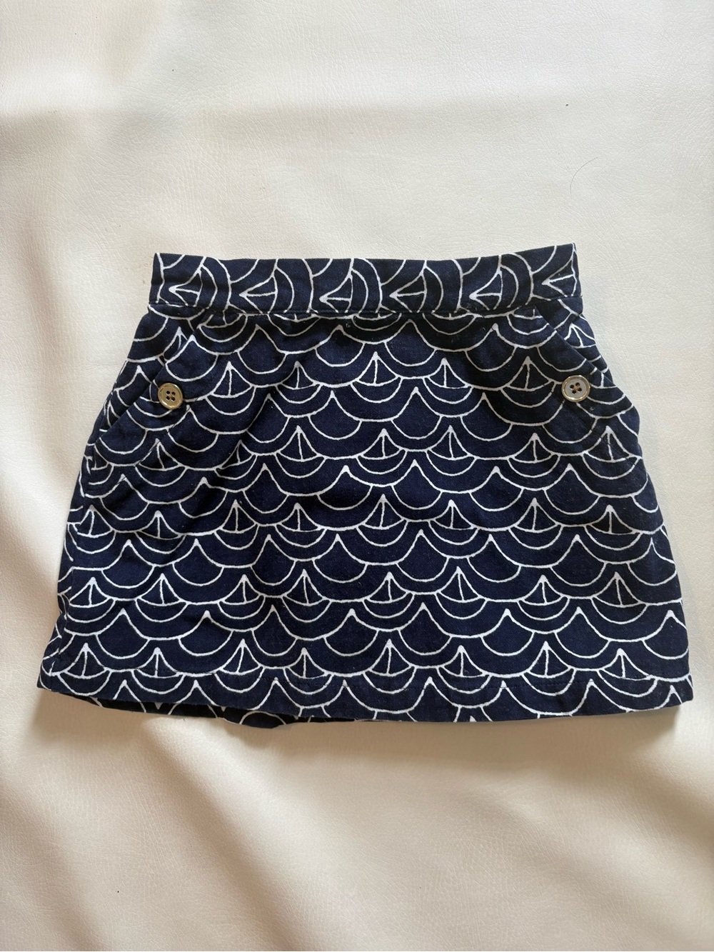 Janie and Jack Sailboat Scallop-Print Navy  Skirt with Button Details